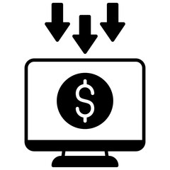 Laptop Transfer Money Glyph Icon