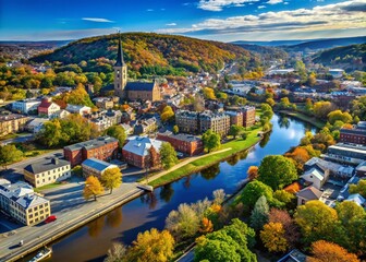 Aerial View of Bethlehem, Pennsylvania: Captivating Drone Photography of Historic Town and Scenic Landscapes