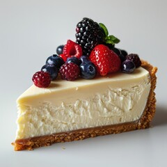 a piece of cheesecake with berries on top