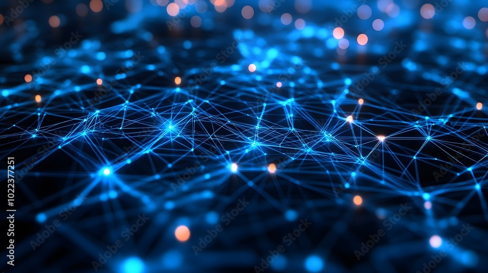 Poster A blue background with many small dots that look like stars. The dots are connected to each other in a pattern