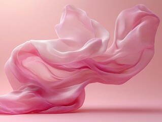 Fototapeta premium soft pink background with flowing fabric design in the center, creating a serene and elegant atmosphere, inviting creativity and softness in visuals