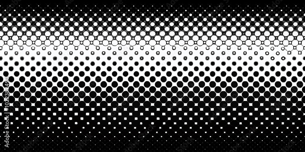 Poster black and white halftone dots pattern abstract vector background for modern design