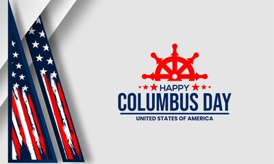 Happy Columbus Day Greeting Card  with USA flag .illustration for banner, poster, social media feed