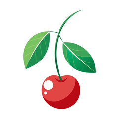 cherries with leaves silhouette vector illustration