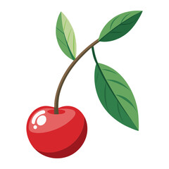 cherries with leaves silhouette vector illustration