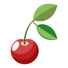 cherries with leaves silhouette vector illustration