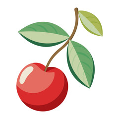 cherries with leaves silhouette vector illustration