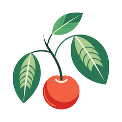 cherries with leaves silhouette vector illustration