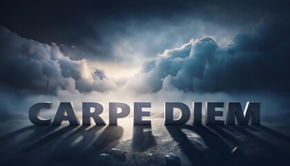 Carpe Diem Motivational Artwork with Clouds