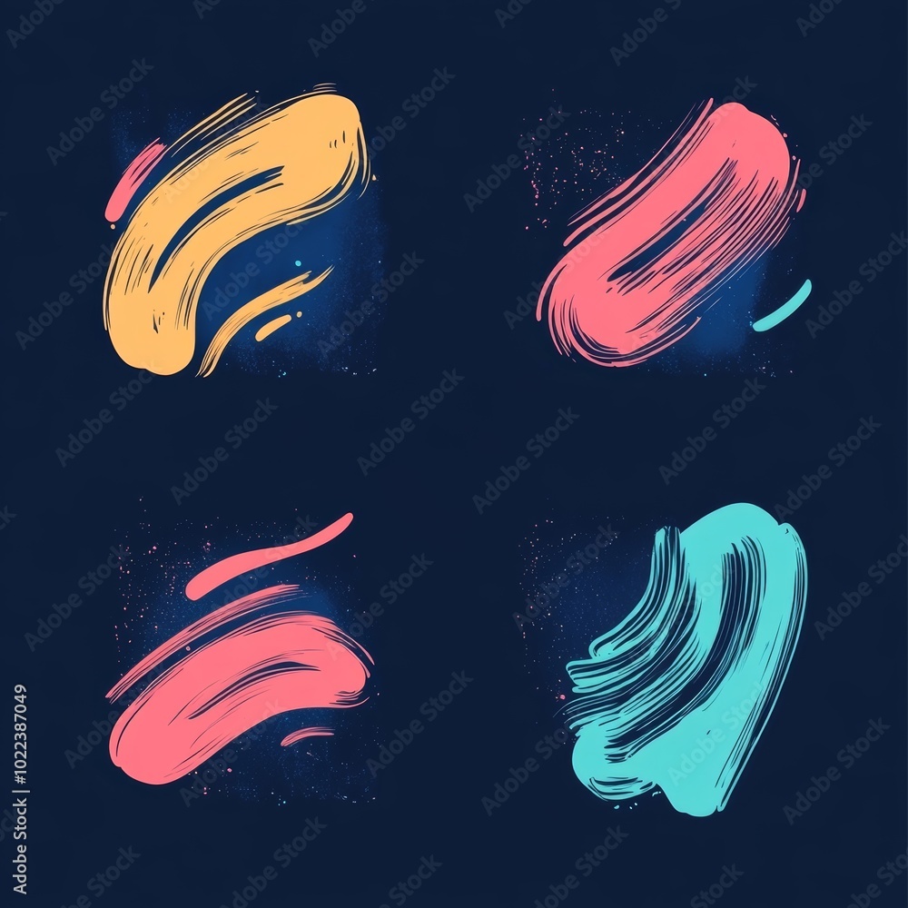 Poster abstract brushstroke composition with splashes
