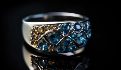 Fototapeta premium Wedding rings on digital background