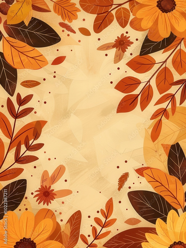 Poster a colorful display of autumn leaves and flowers forms a warm, inviting backdrop, showcasing the beau