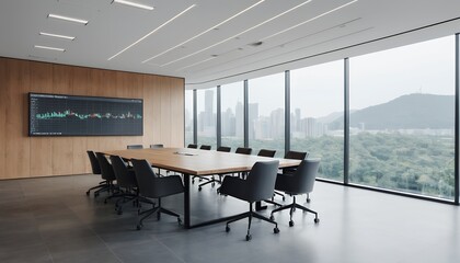 Modern Minimalist Corporate Office.
A sleek and minimalist corporate office with open-plan workspaces, glass partitions, and advanced computer setups. Natural light floods the room through large windo