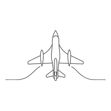 recommend clip art: Fighter Jet Air Transport isolated continuous line art flat vector illustration on white background