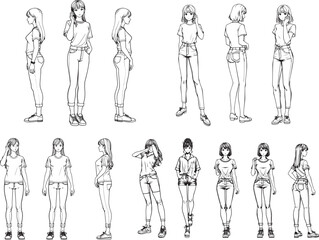 Hand drawing collection of a person