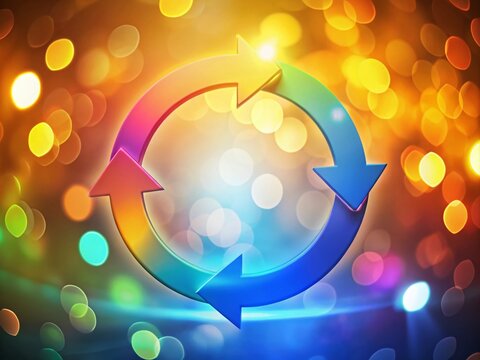 Circular Process Infographic with Bokeh Effect for Loading and Sync Arrows Animation