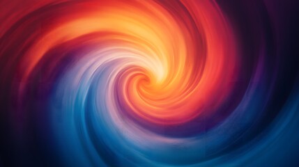 Fototapeta premium A vibrant gradient swirl, starting with warm reds and oranges, fading into cool blues.