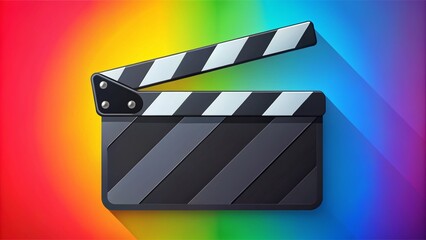 Fototapeta premium Closed Clapper Board Icon for Movie Apps - Flat Design, High Dynamic Range Effect