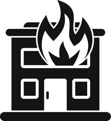 Big fire burning house icon in glyph style, suitable for any purpose related to fire insurance