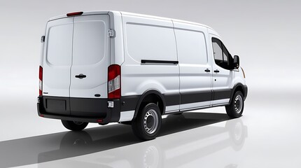 White, spotless delivery van with a small, isolated rear view truck. Short-base minibus for cargo (10)