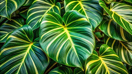 Close-Up of Philodendron Florida Beauty Leaves in Rule of Thirds for Nature Photography