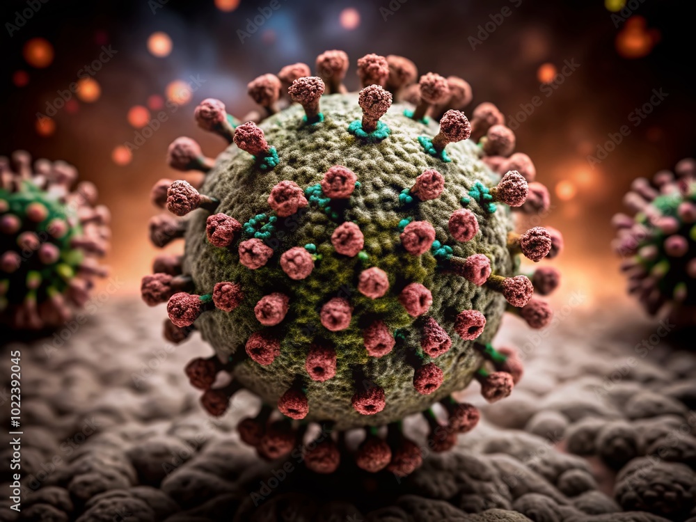 Aufkleber closeup of virus particle structure showing genetic material and pathogen complexity