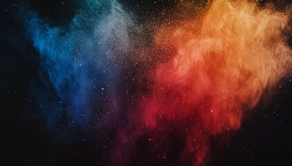 Fototapeta premium Abstract Colorful Dust Explosion on Black Background