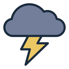 Thunder filled line icon symbolizing lightning, power, and stormy weather
