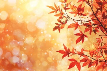 Fototapeta premium Fallen Leaves Season Background created with Generative AI