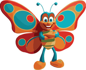 cheerful cartoon butterfly vector illustration on a white background 