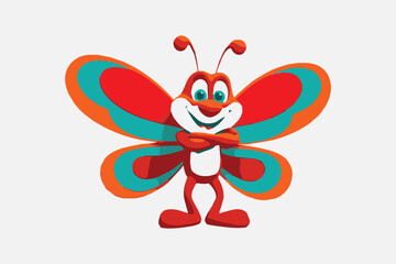 cheerful cartoon butterfly vector illustration on a white background 