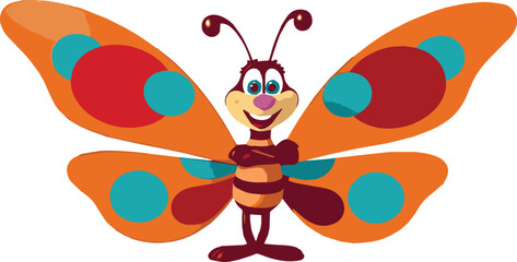 cheerful cartoon butterfly vector illustration on a white background 
