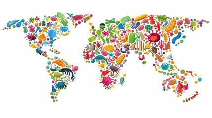 Fototapeta premium Environmental Influence on Microbiome: Research how lifestyle, pollution, and geography shape the diversity and health of the human microbiome. 