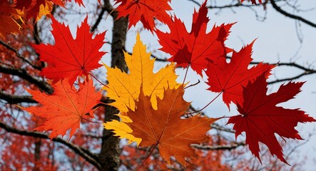 Fototapeta premium Sugar maple plant leaves background