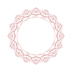 Damask Round Wreath rose gold circular round ornament flower Abstract pattern, Classical Victorian traditional style, illustration Vintage Design, Floral frames, Mandala, Antique, Moroccan frame
