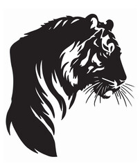 black and white hand drawn of tiger