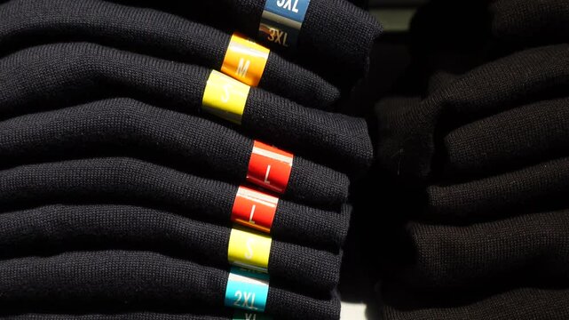  different size clothing label tag on cloths 