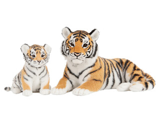 Obraz premium Adorable tiger family: cute cub and majestic parent in natural beauty