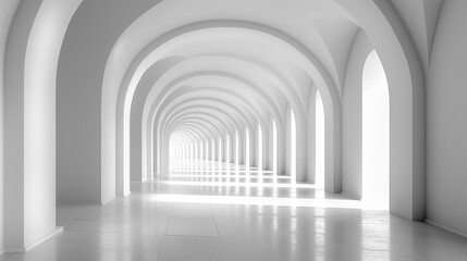 Obraz premium Illustration of corridor, archway, palace arch, light in tunnel, abstract