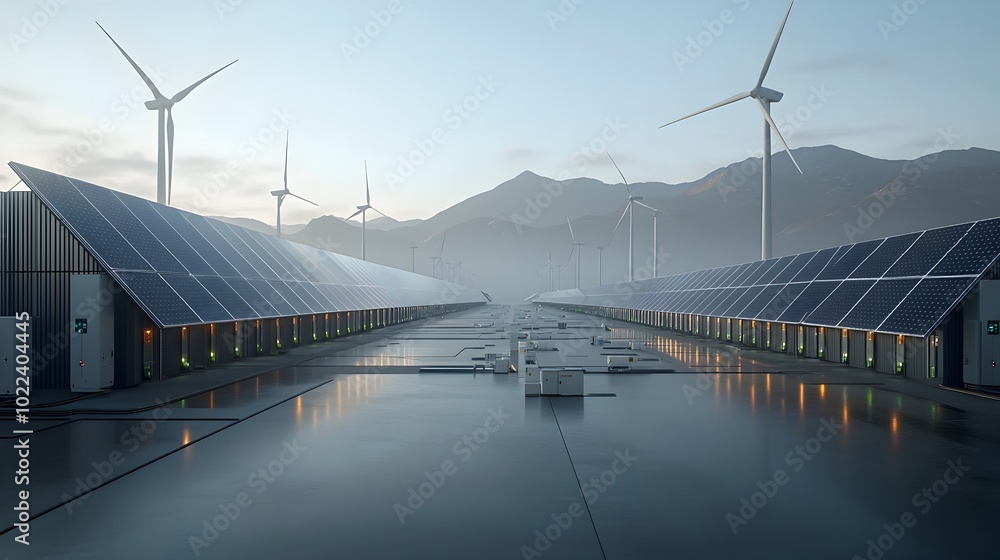 Leinwandbilder Sleek and efficient renewable energy infrastructure within a cutting edge smart grid system showcasing the technological advancements in sustainable power and a dynamic