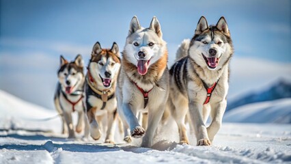 Dog Sled Team with Huskies in Snowy Landscape - Winter Adventure Photography