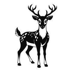 A black and white deer looking at side view vector design