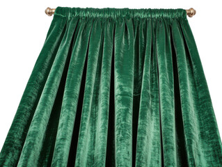 Luxurious green velvet curtains with rich folds for elegant interior design