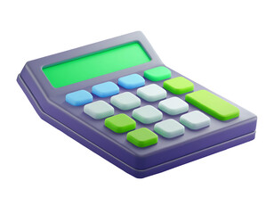A calculator with colorful buttons, 3D illustration