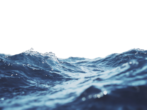 Serene ocean waves isolated on white background for digital media design