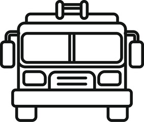 Simple and minimalist firetruck front view line icon, ideal for representing firefighting, emergency response, and rescue services
