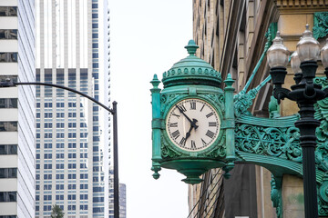 Vintage Marshall Field's Clock in downtown Chicago. © SNEHIT PHOTO