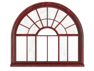 Vintage style large semicircular arched wooden window design for architecture and interiors
