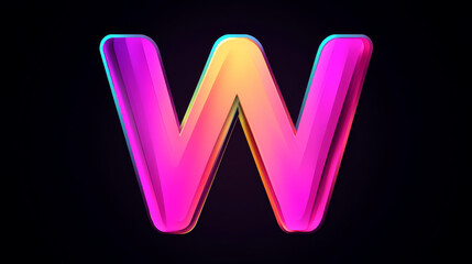 A vibrant, glossy letter W in pink, yellow, and blue.
