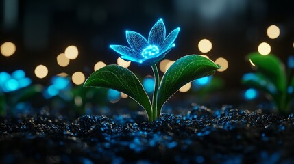 Creative AI Garden: A serene digital garden where plants and flowers change colors and shapes in response to AI-generated creative inputs, symbolizing the nurturing of creativity and motivation